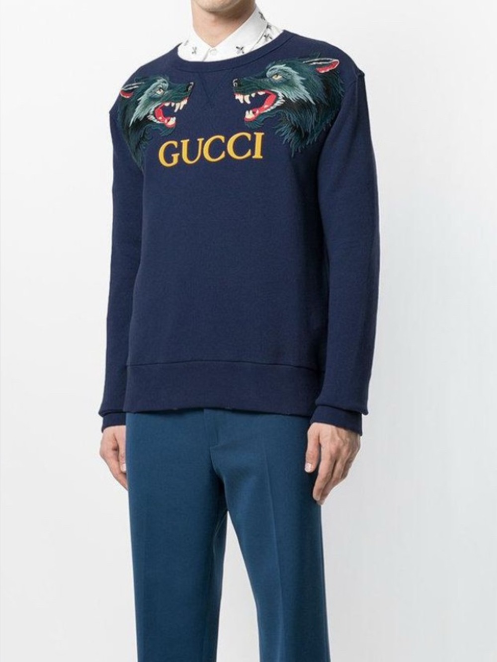Gucci Wolf Head Appliqué Sweatshirt Logo Streetwear Classic Mens L
